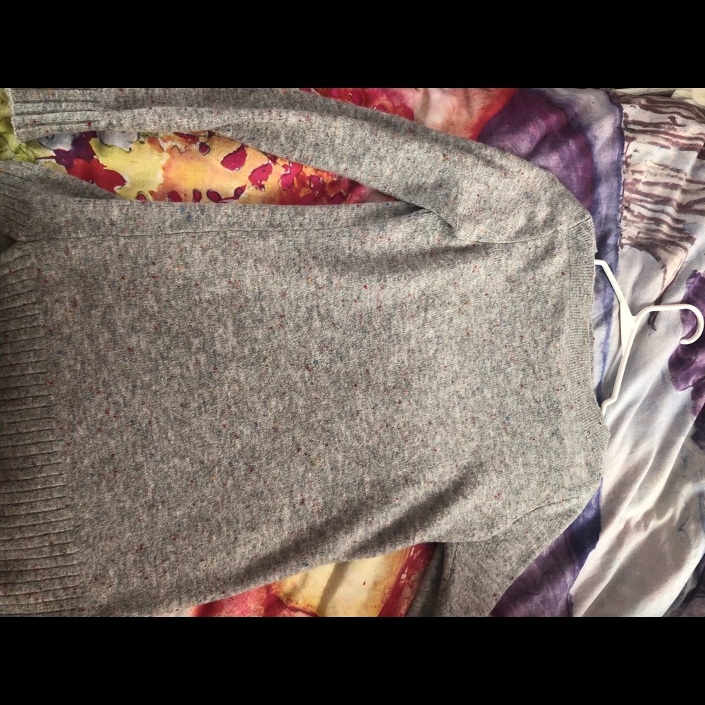 LOFT gray multicolor dot sweater